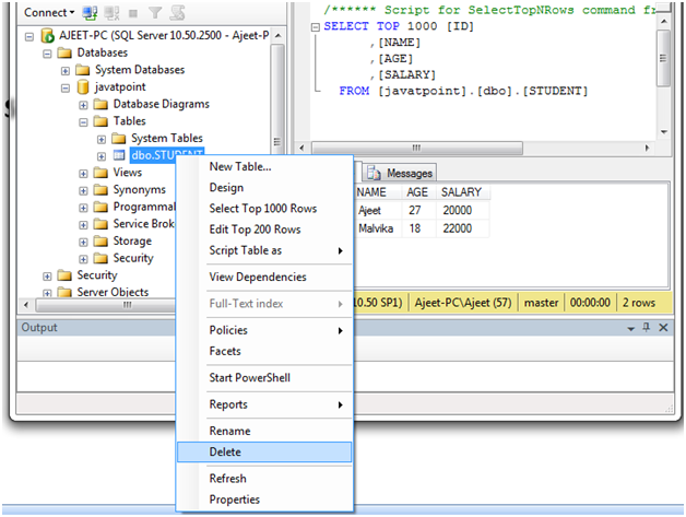 sql删除表数据