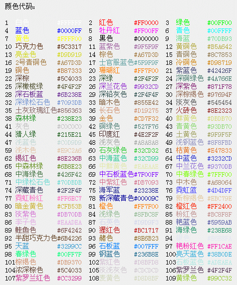 十六进制颜色代码