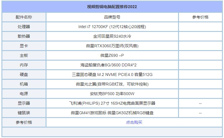 视频剪辑电脑配置