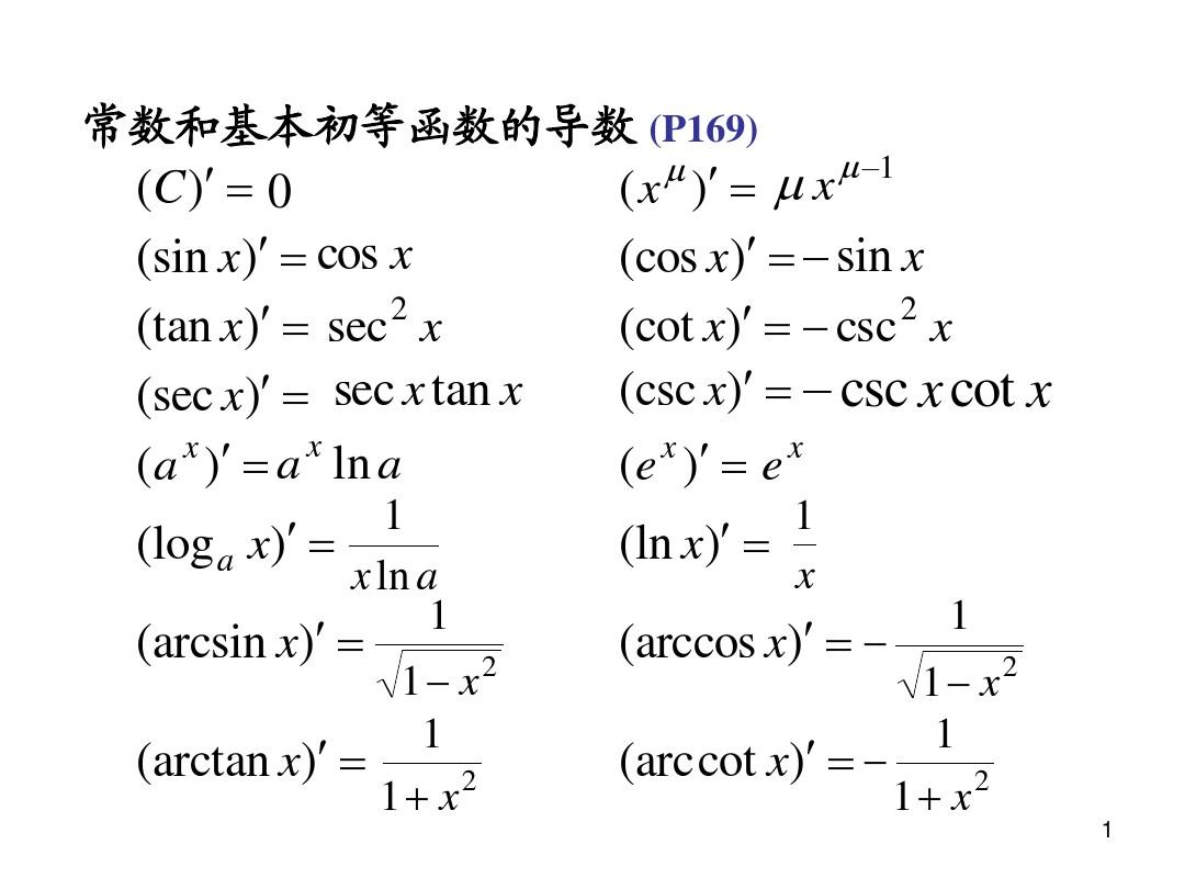 对数求导公式大全