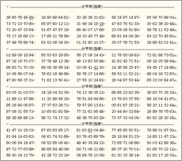 随机数字抽取