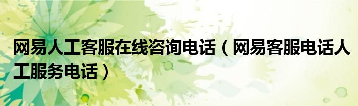 网易人工客服电话