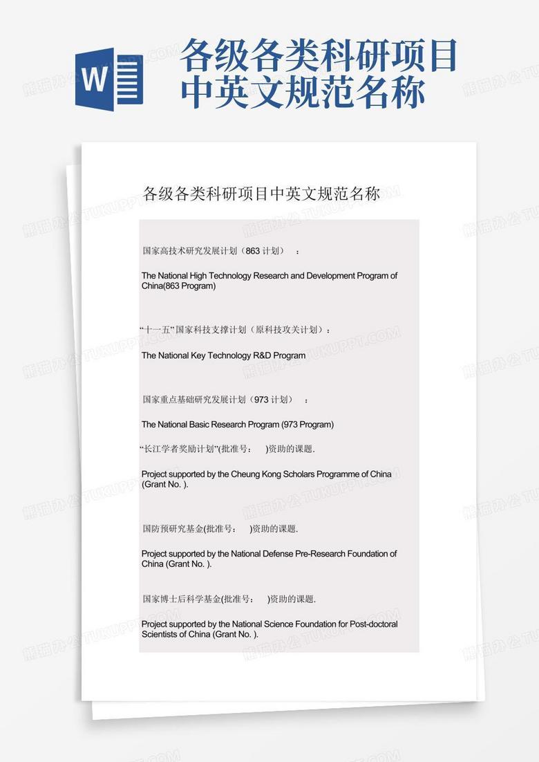 项目名称英文