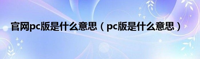 pc版是什么意思