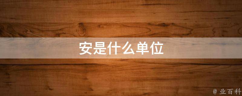 安是什么单位