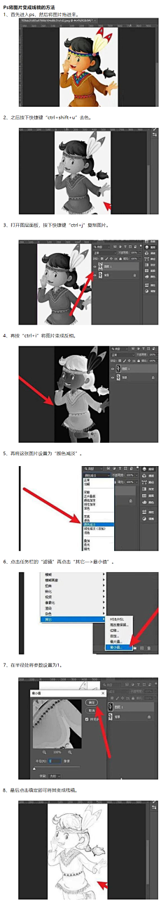 ps图片转线稿