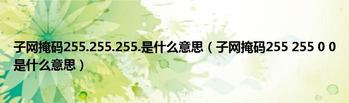 255是什么意思