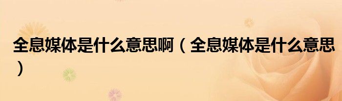 富媒体是什么意思