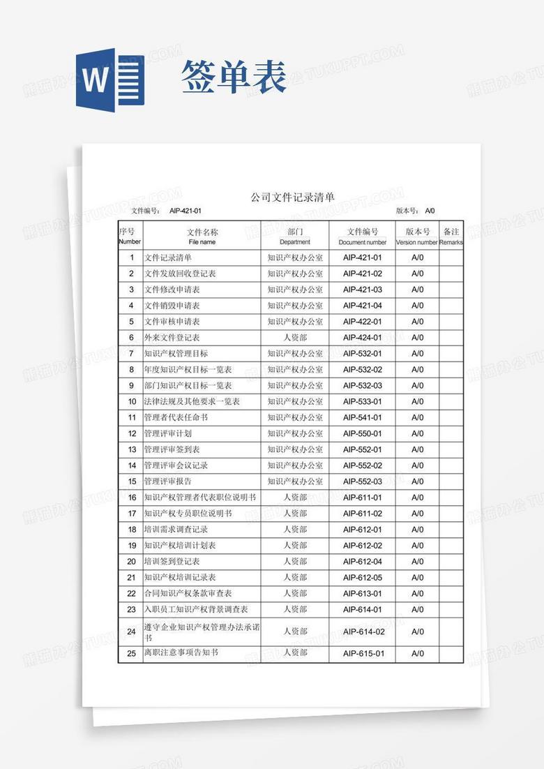 ppap文件清单