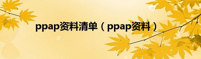 ppap文件清单