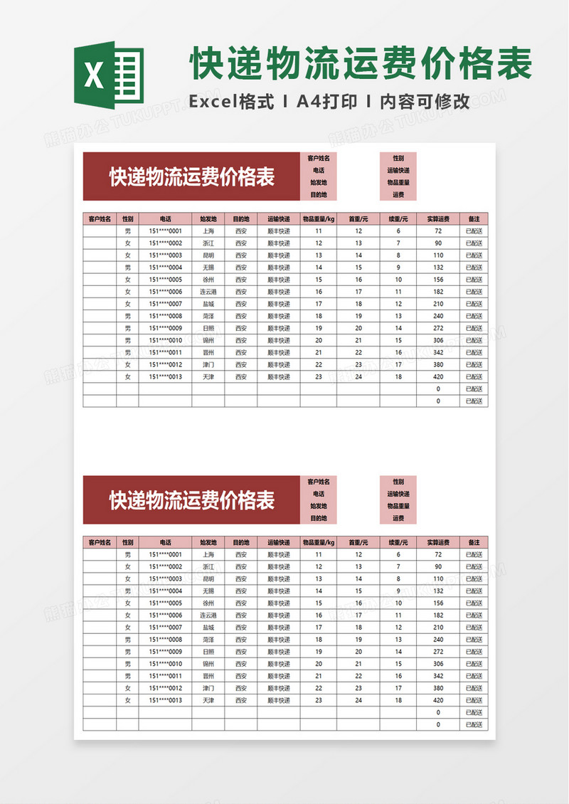 运费模板