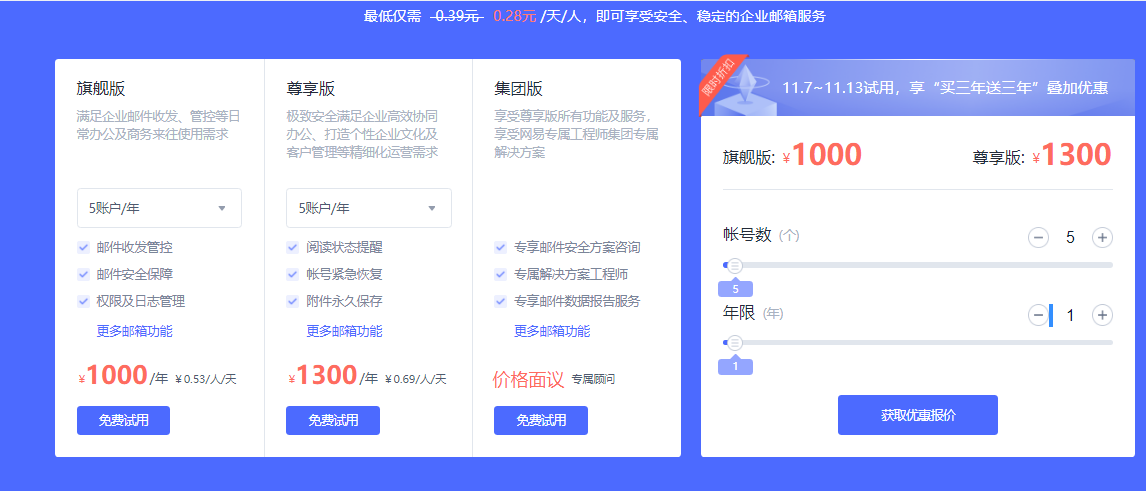 企业邮箱价格