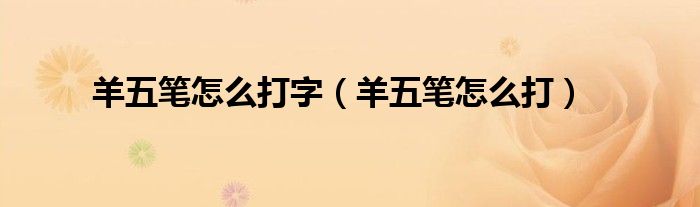 羊五笔怎么打字