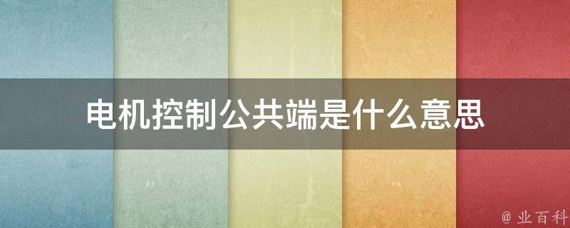 公共端是什么意思