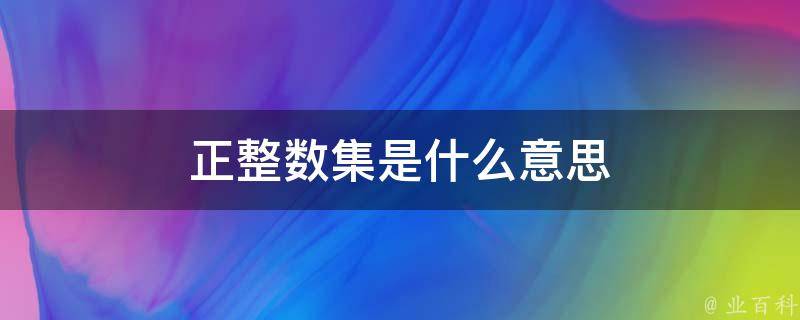 正整数集包括什么