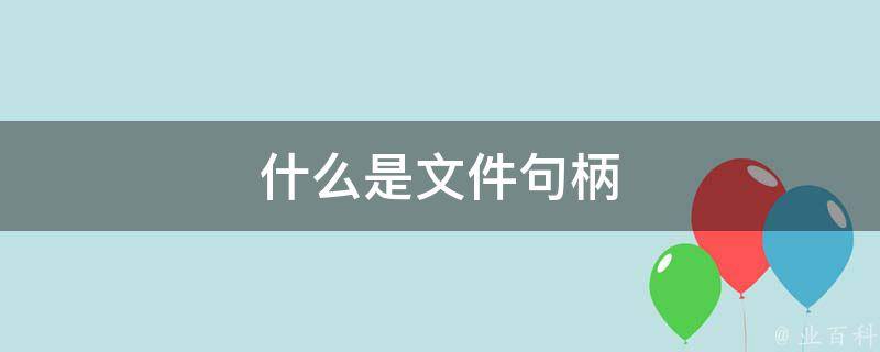 句柄是什么意思
