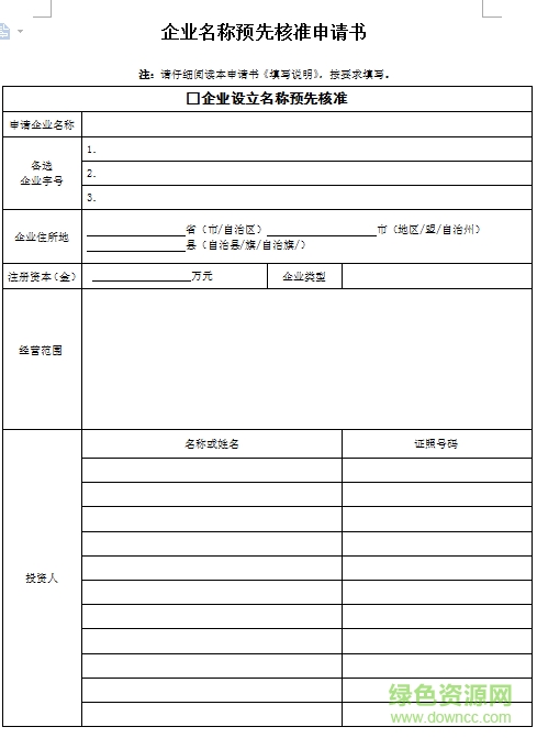 名称核准