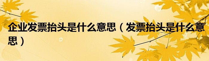 抬头什么意思