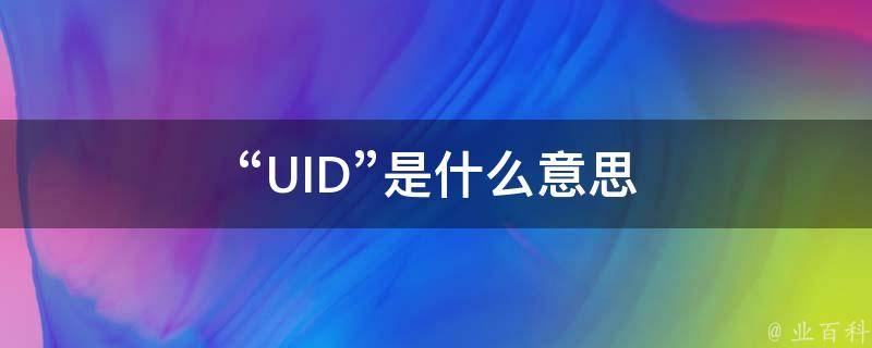 uid是什么意思