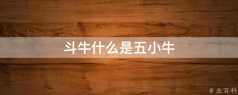 五小牛怎么算