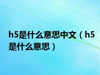 h5端是什么意思