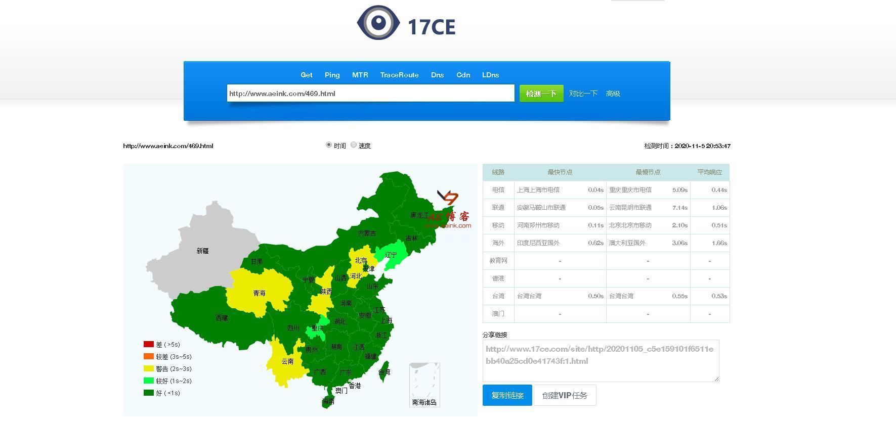 网站打开速度测试