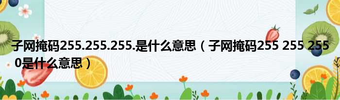 255是什么意思