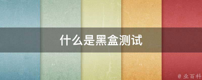 什么是黑盒测试