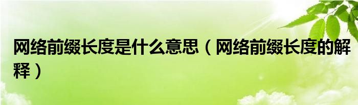 网络前缀长度