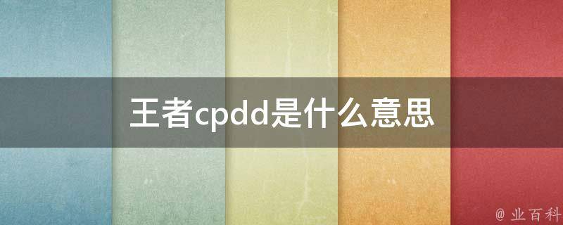 cpdd是啥意思