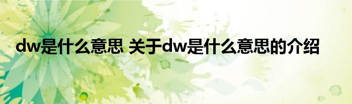 dw什么意思