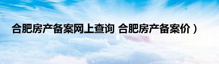 合肥房产网上备案实时查询系统