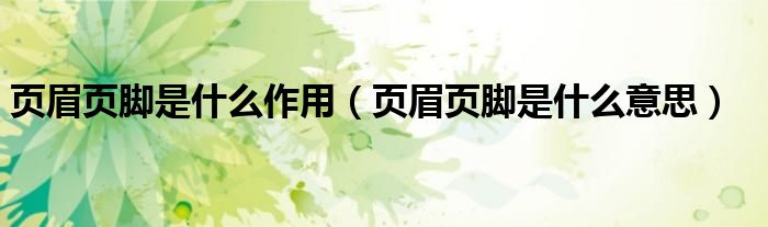 页脚是什么意思