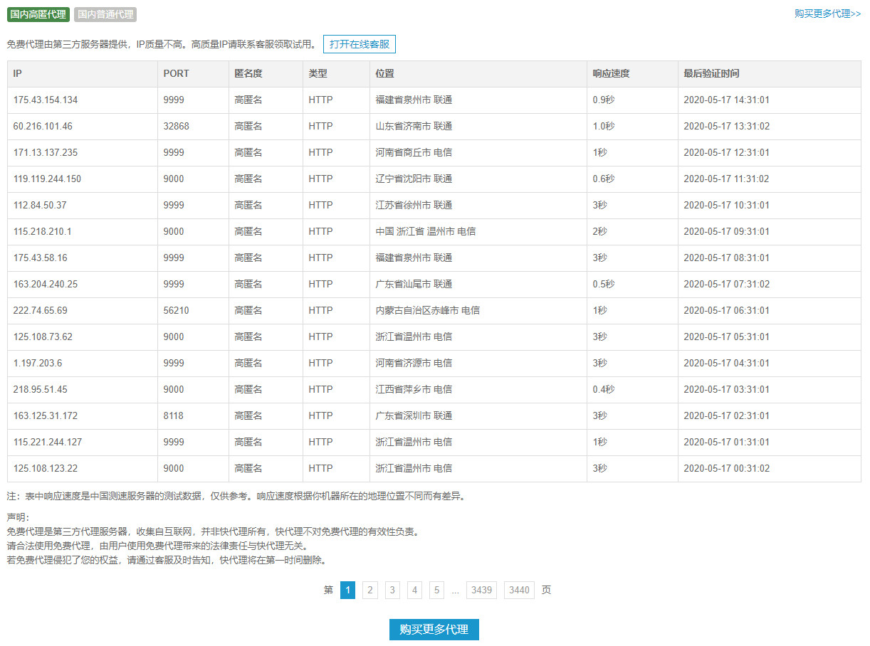 可用的代理ip