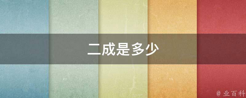 两成是多少