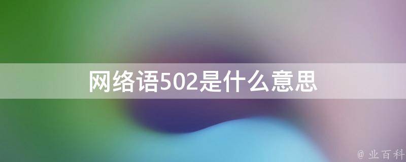 502是什么错误
