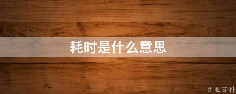 耗时是什么意思