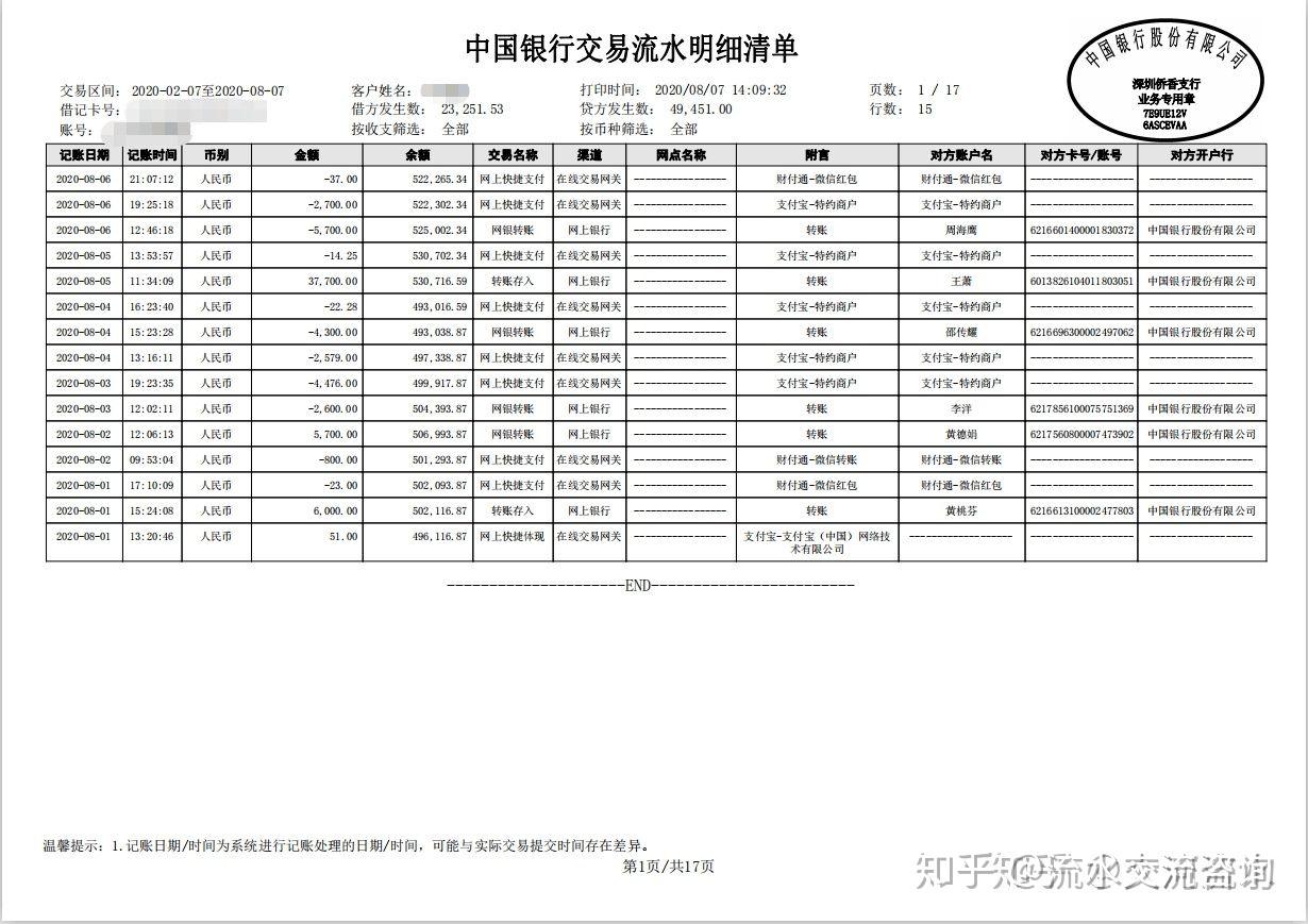 工商银行流水