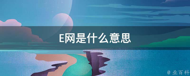 网络e是什么意思